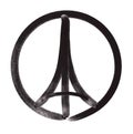 Pray for Paris Ã¢â¬â Illustration of a symbol with Praying hands, Eiffel Tower and symbol for peace